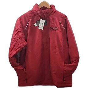 Coca Cola NWT THERMAL Red Hooded Jacket Core365 -  Front / Back Logo - Men's XL